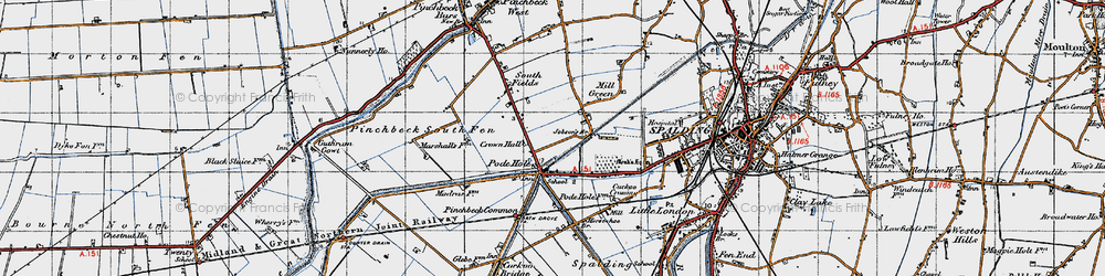 Old map of Pode Hole in 1946