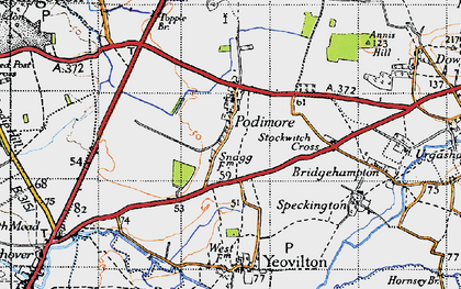 Old map of Podimore in 1945