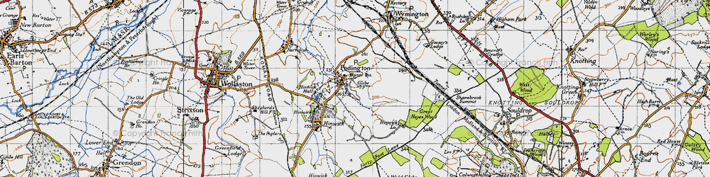 Old map of Podington in 1946