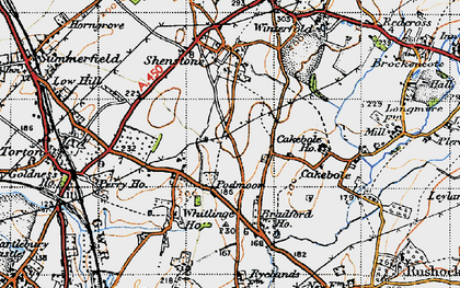 Old map of Podmoor in 1947
