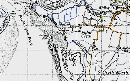 Old map of Brightlingsea Reach in 1945