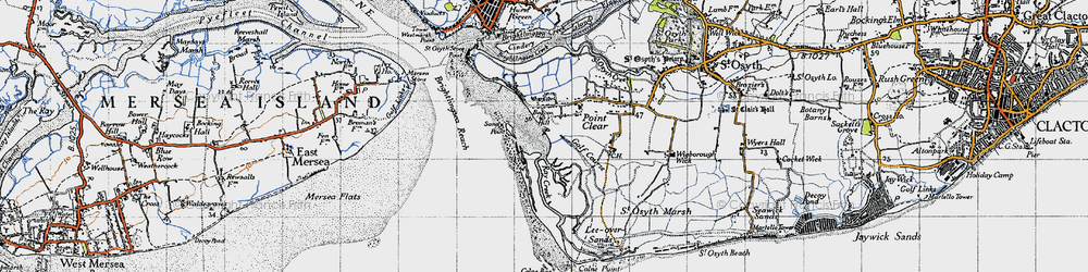 Old map of Brightlingsea Reach in 1945