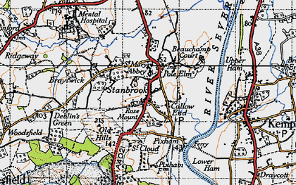 Old map of Pole Elm in 1947