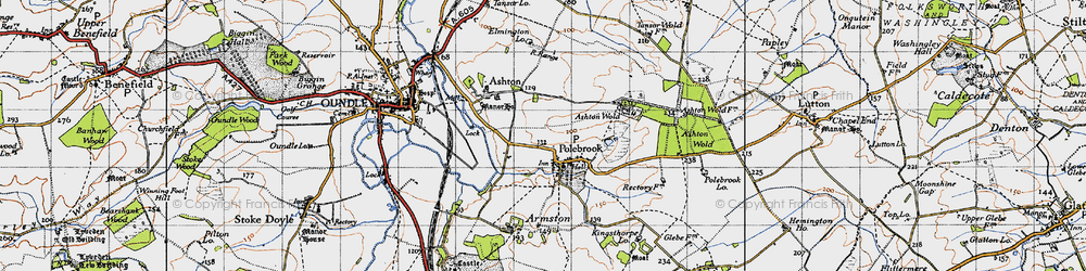 Old map of Ashton Wold Ho in 1946