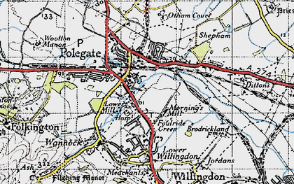 Old map of Polegate in 1940