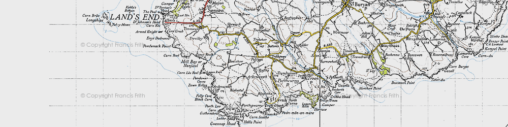 Old map of Polgigga in 1946