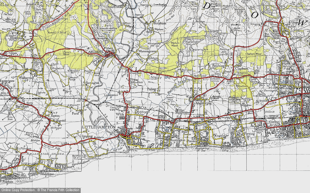 Old Map of Poling, 1945 in 1945