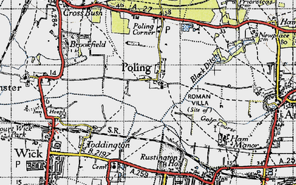 Old map of Poling in 1945