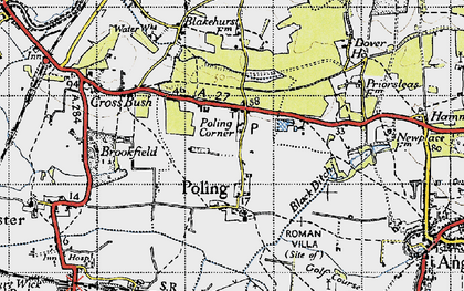 Old map of Poling Corner in 1945