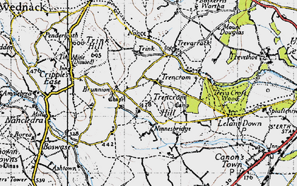 Old map of Trencrom Hill (Fort) in 1946