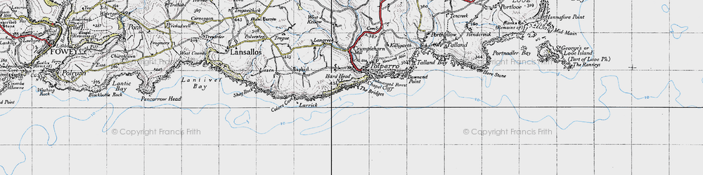 Old map of Polperro in 1946