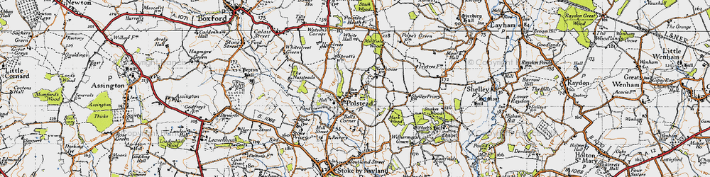 Old map of Polstead in 1946