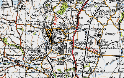 Old map of Ponciau in 1947