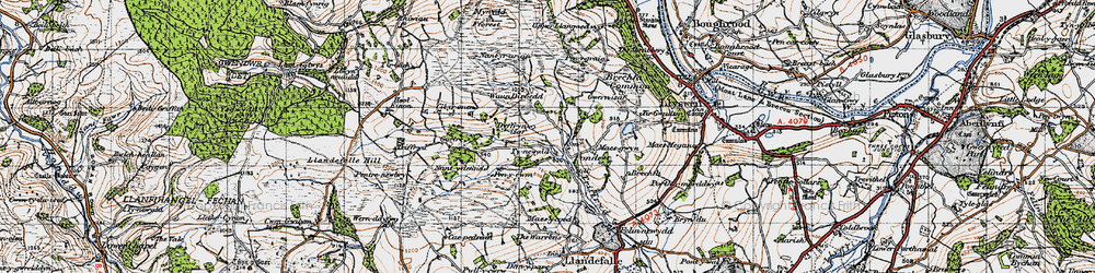 Old map of Brechfa Pool in 1947