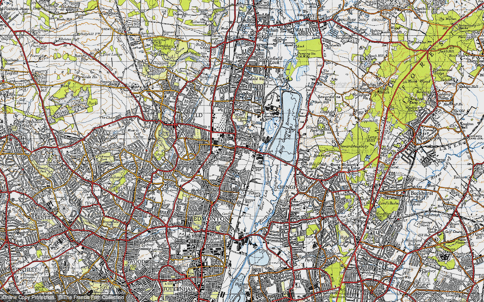 Old Map of Ponders End, 1946 in 1946