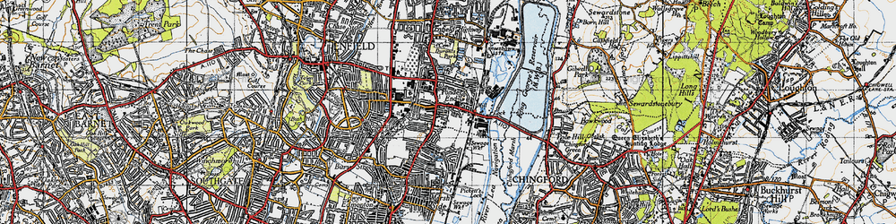 Old map of Ponders End in 1946