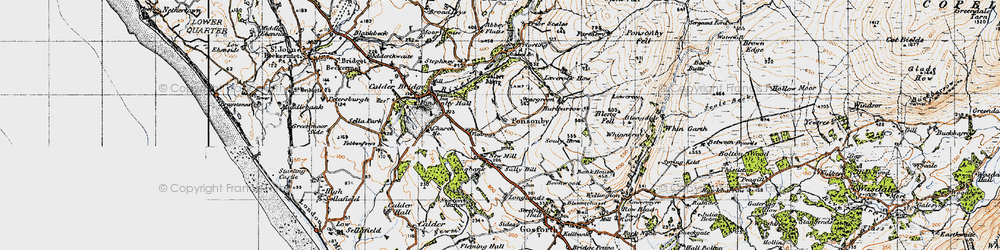 Old map of Wheel Fell in 1947