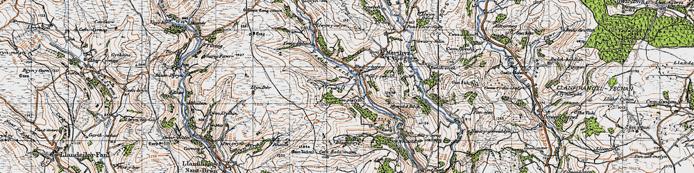 Old map of Pont Rhyd-y-berry in 1947