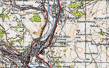 Old map of Pont Siôn Norton in 1947