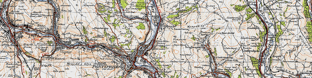 Old map of Pont Siôn Norton in 1947