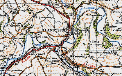 Old map of Pont-Tyweli in 1947