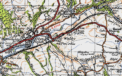 Old map of Pont-Walby in 1947