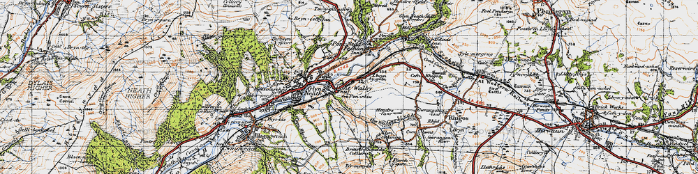 Old map of Pont-Walby in 1947