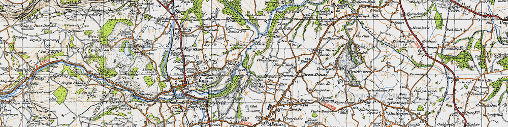 Old map of Pont-y-blew in 1947