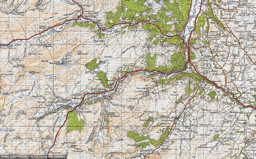 Old Map of Historic Map covering Afon Wybrnant in 1947