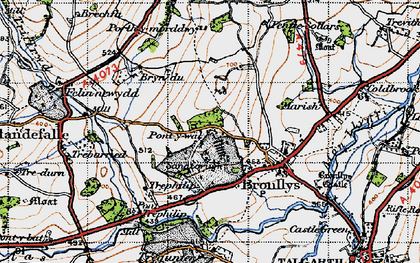 Old map of Pont-y-wal in 1947