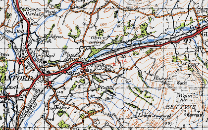 Old map of Afon Aman in 1947