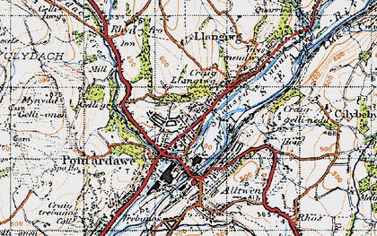 Old map of Pontardawe in 1947