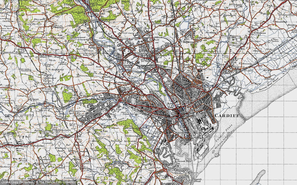 Old Map of Pontcanna, 1947 in 1947