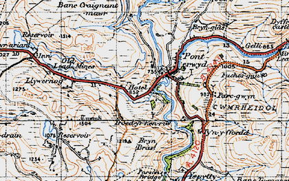 Old map of Ponterwyd in 1947