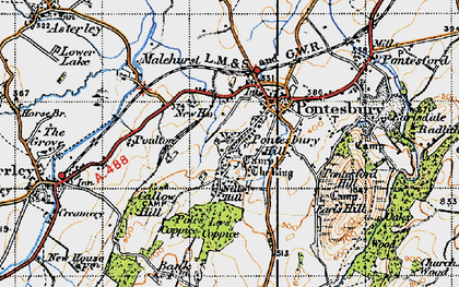Old map of Pontesbury Hill in 1947