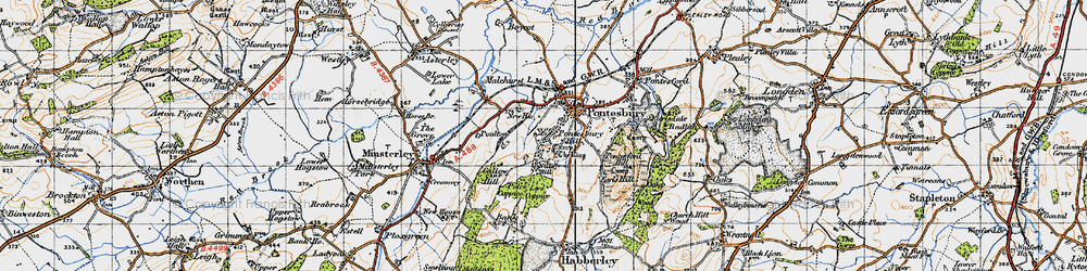 Old map of Pontesbury Hill in 1947