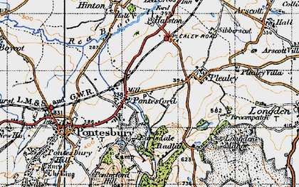 Old map of Pontesford in 1947