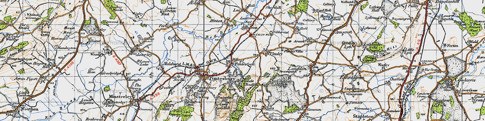 Old map of Pontesford in 1947