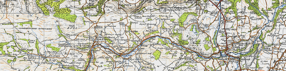 Old map of Pontfadog in 1947