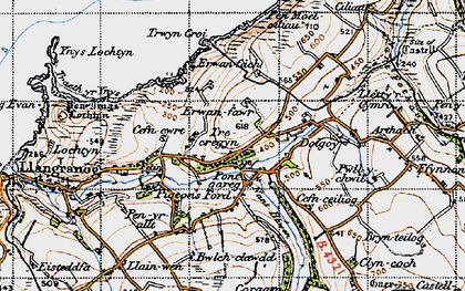 Old map of Pontgarreg in 1947