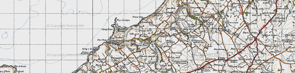 Old map of Pontgarreg in 1947