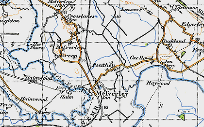 Old map of Ponthen in 1947