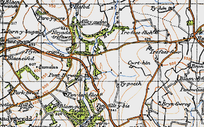 Old map of Ponthirwaun in 1947