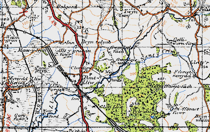 Old map of Pontlliw in 1947