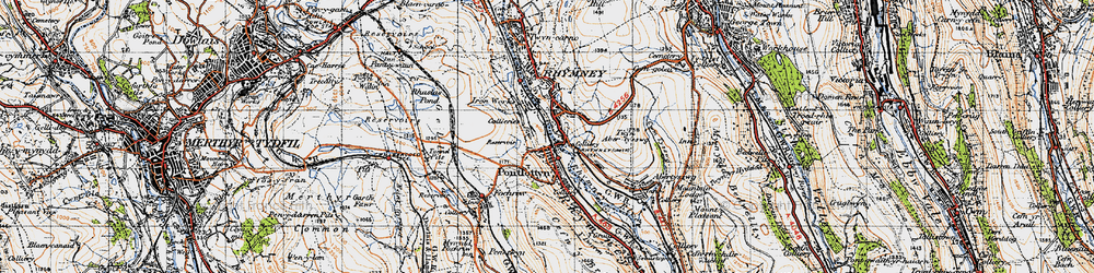 Old map of Pontlottyn in 1947