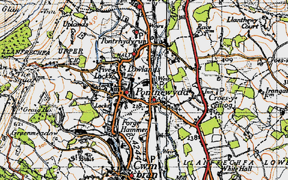 Old map of Pontnewydd in 1946