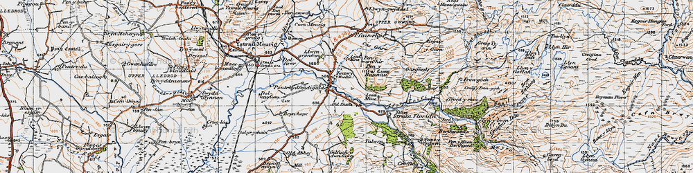Old map of Pontrhydfendigaid in 1947