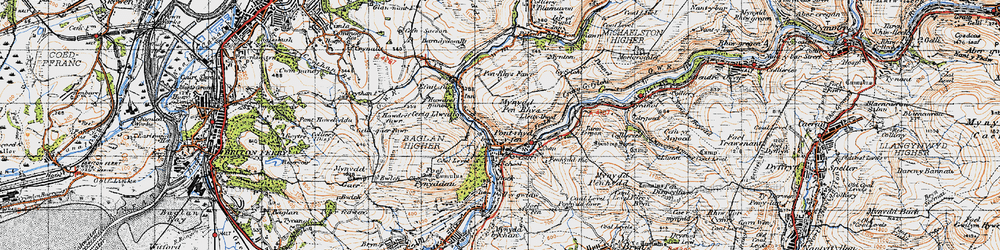 Old map of Pontrhydyfen in 1947