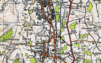 Old map of Pontrhydyrun in 1946