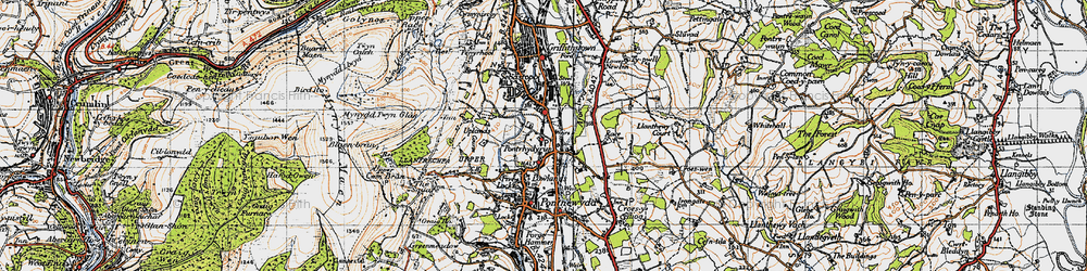 Old map of Pontrhydyrun in 1946